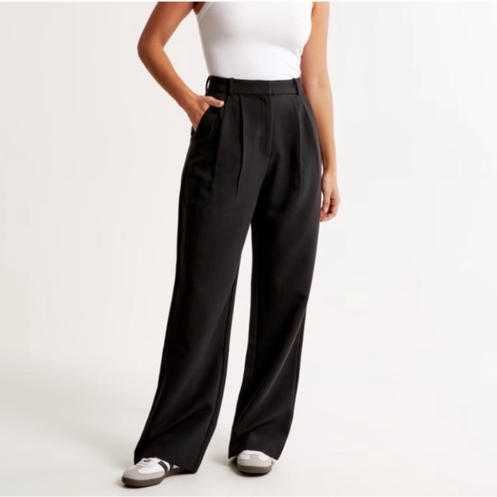 ABERCROMBIE & FITCH High Rise Classic Black Wide-Leg Trouser Pants Women’s 29